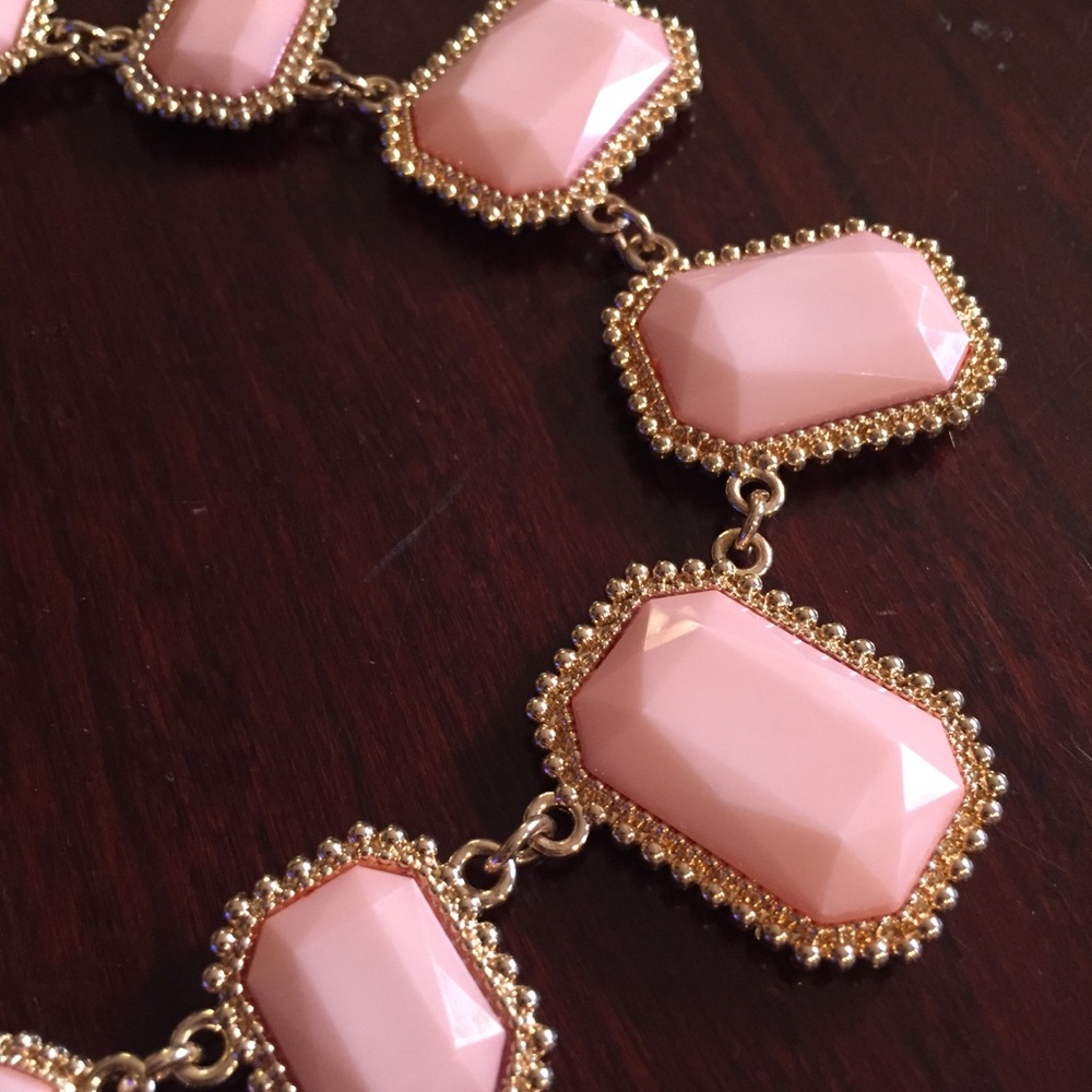 Statement Necklace. Light pink and gold.